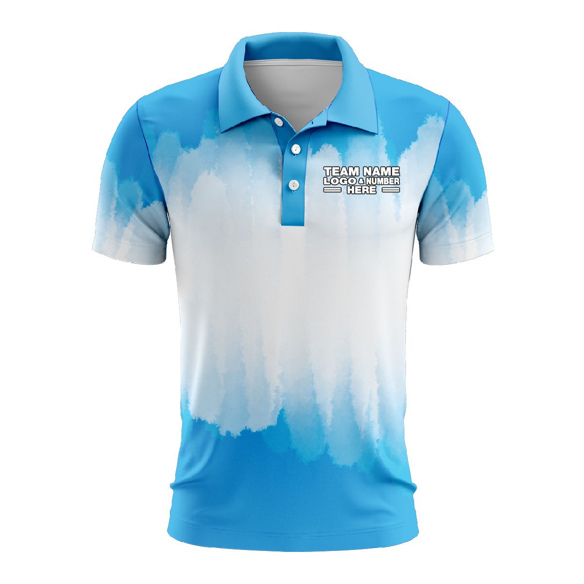 Custom Fully Sublimated Brushed Tie Dye Pattern SkyBlue White Performance Polo Shirt 6505