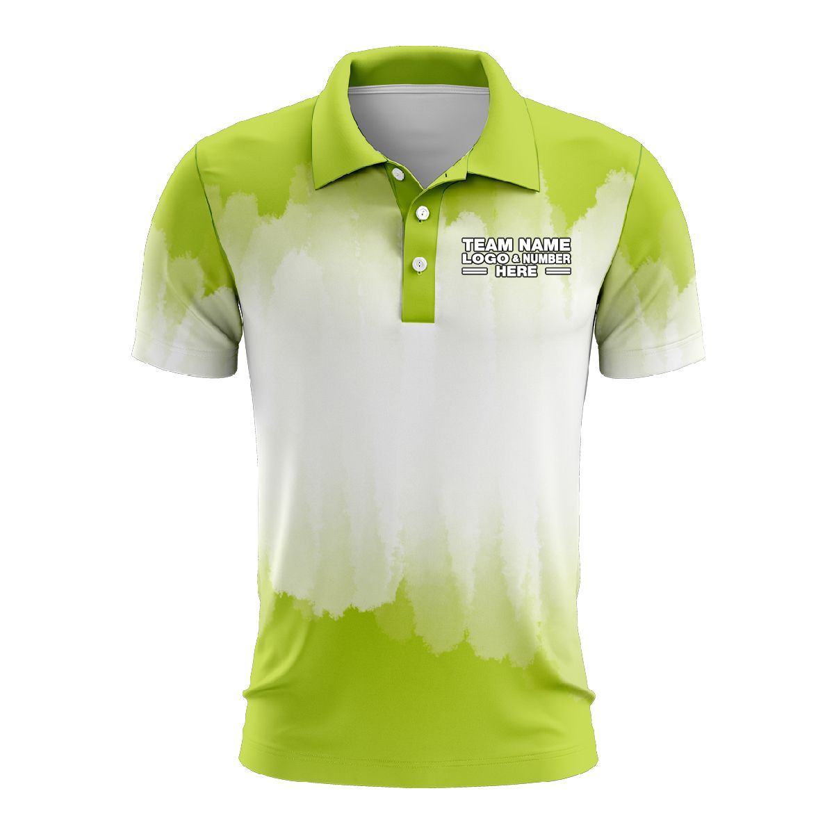 Custom Fully Sublimated Brushed Tie Dye Pattern Green White Performance Polo Shirt 6519