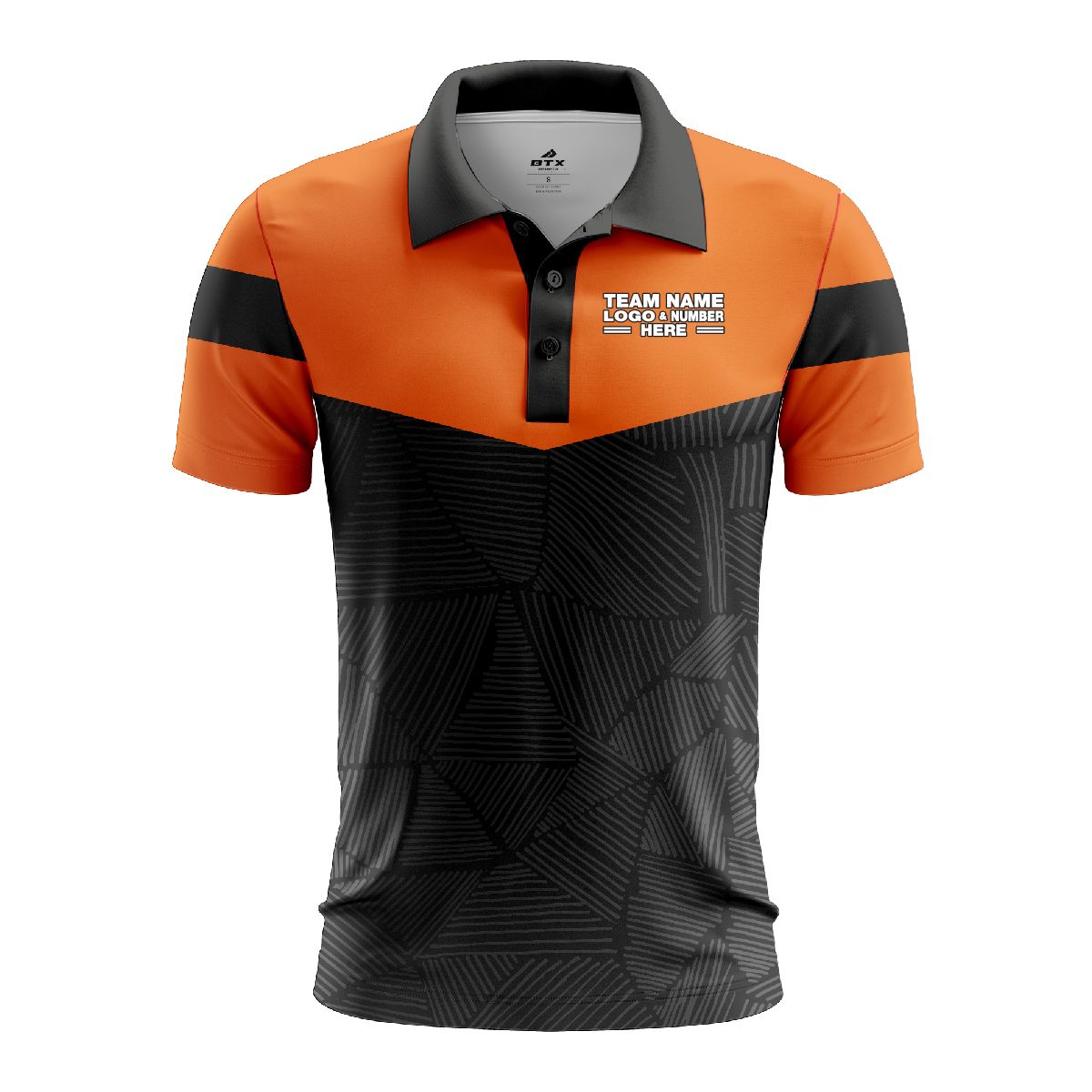 Custom Fully Sublimated Basic Neon Pattern Black Orange Performance Polo Shirt 6512