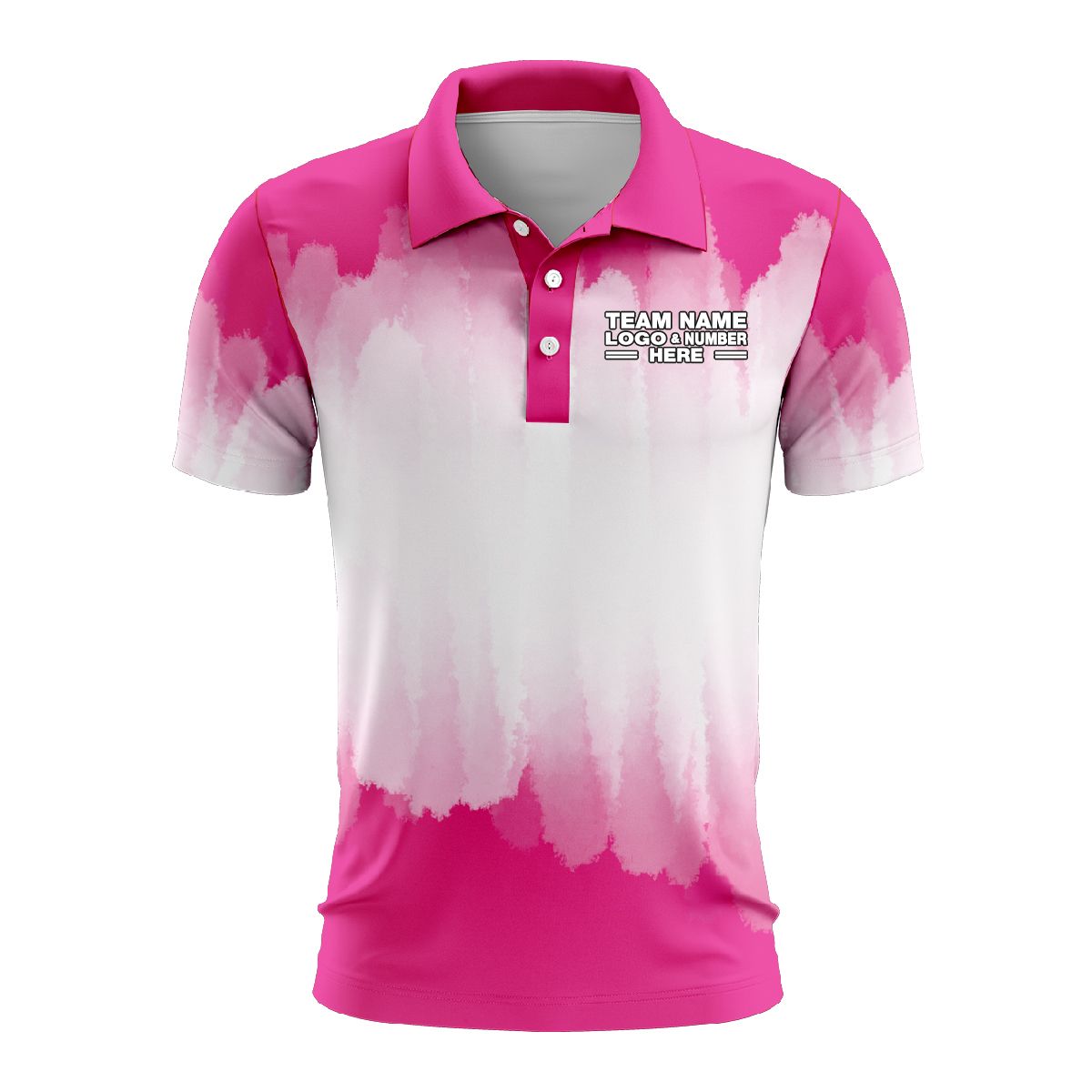 Custom Fully Sublimated Brushed Tie Dye Pattern Pink White Performance Polo Shirt 6526