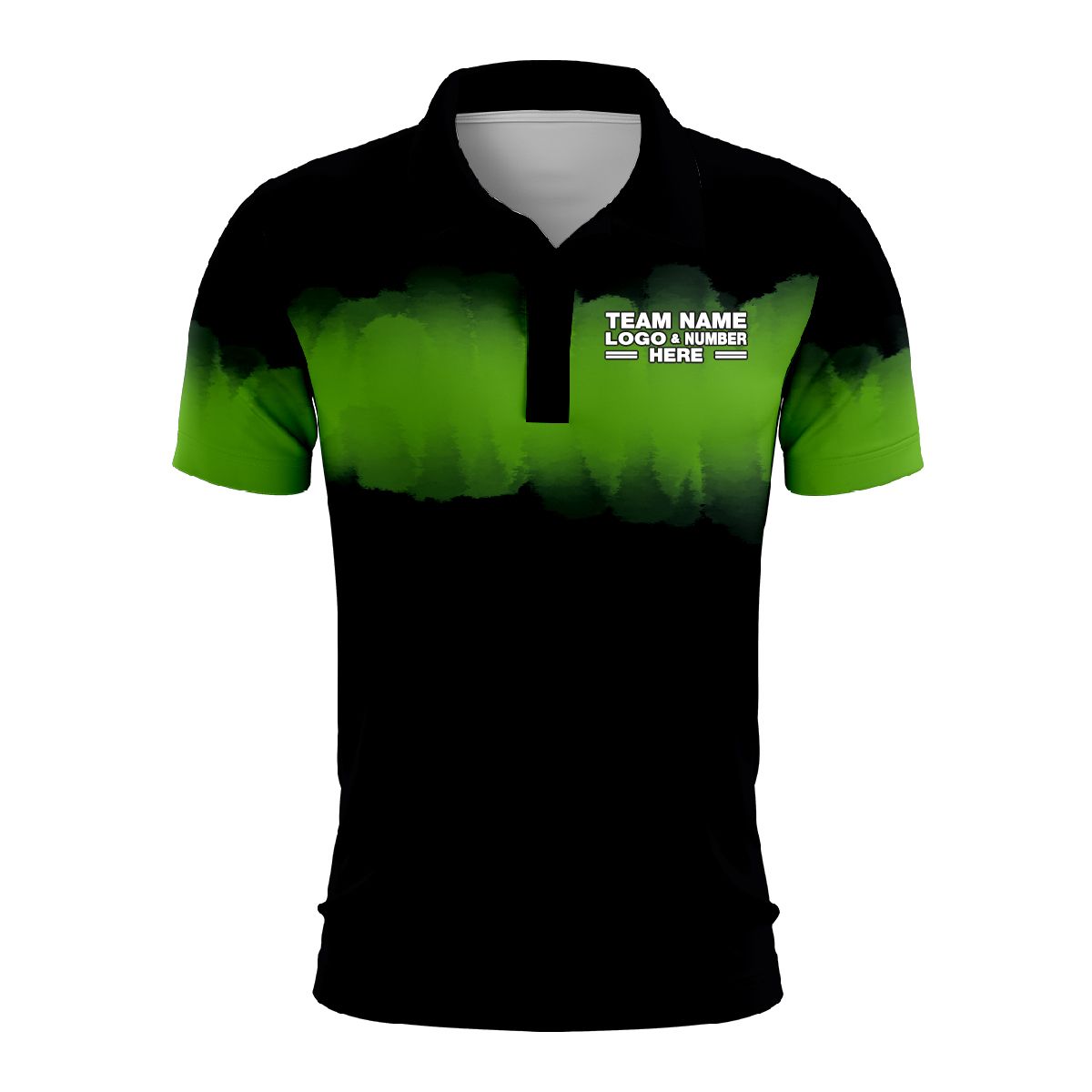 Custom Fully Sublimated Shaded Tie Dye Pattern Black Green Performance Polo Shirt 6561