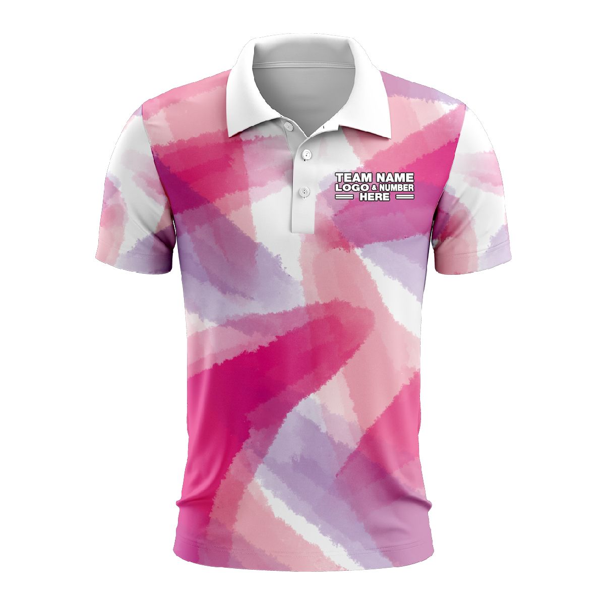 Custom Fully Sublimated Blurred Blobs Tie Dye Pattern Pink Performance Polo Shirt 6575