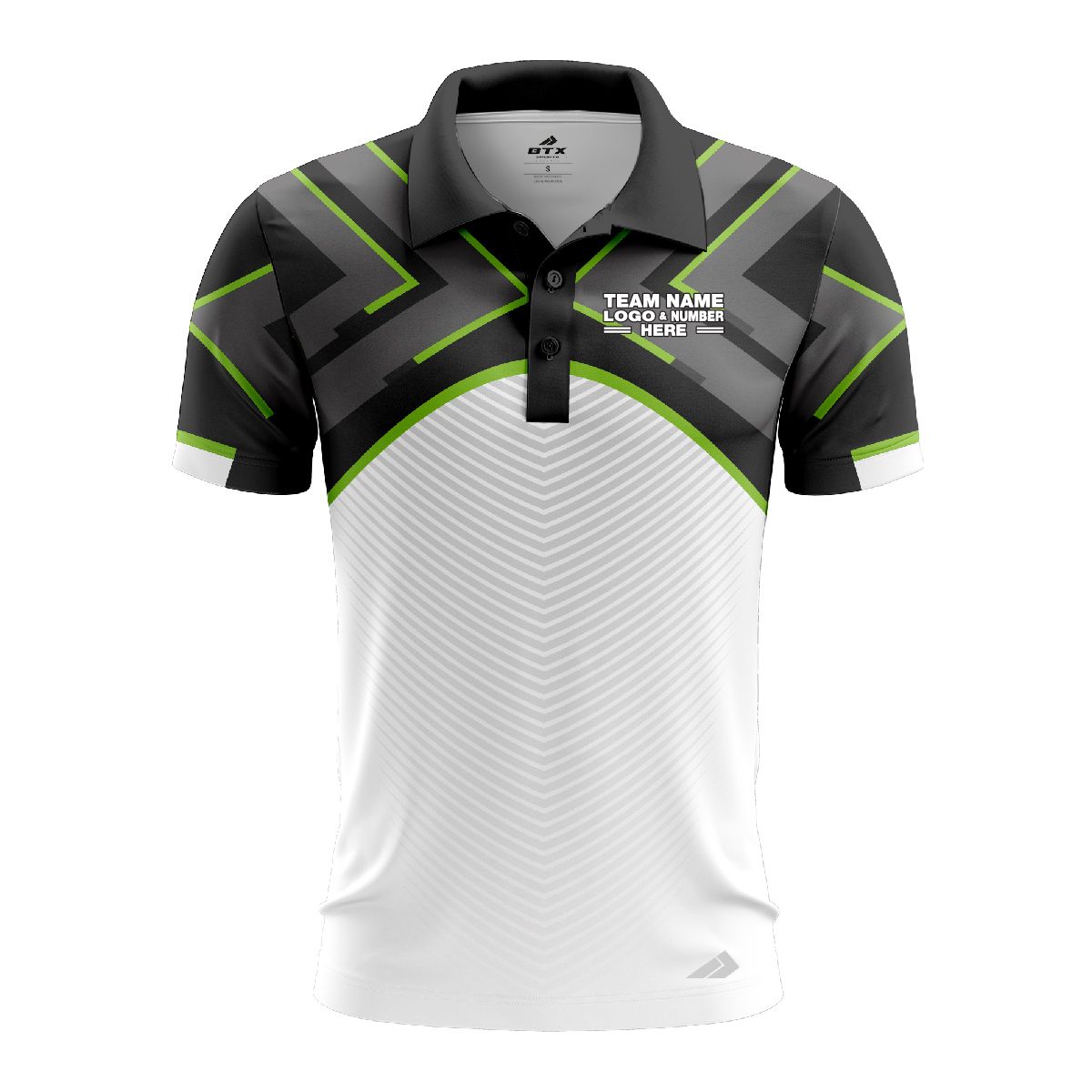 Custom Fully Sublimated Adventure BMX Neon Pattern Black Gray Yellow Performance Polo Shirt 6603