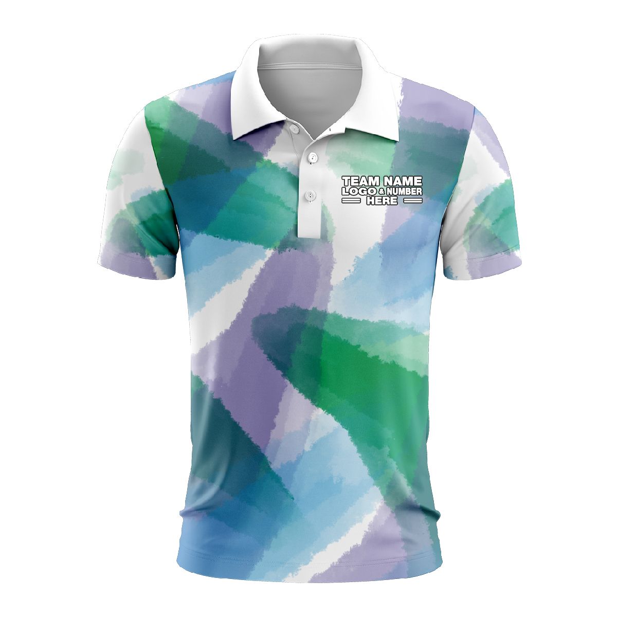 Custom Fully Sublimated Blurred Blobs Tie Dye Pattern Blue Berry Performance Polo Shirt 6610
