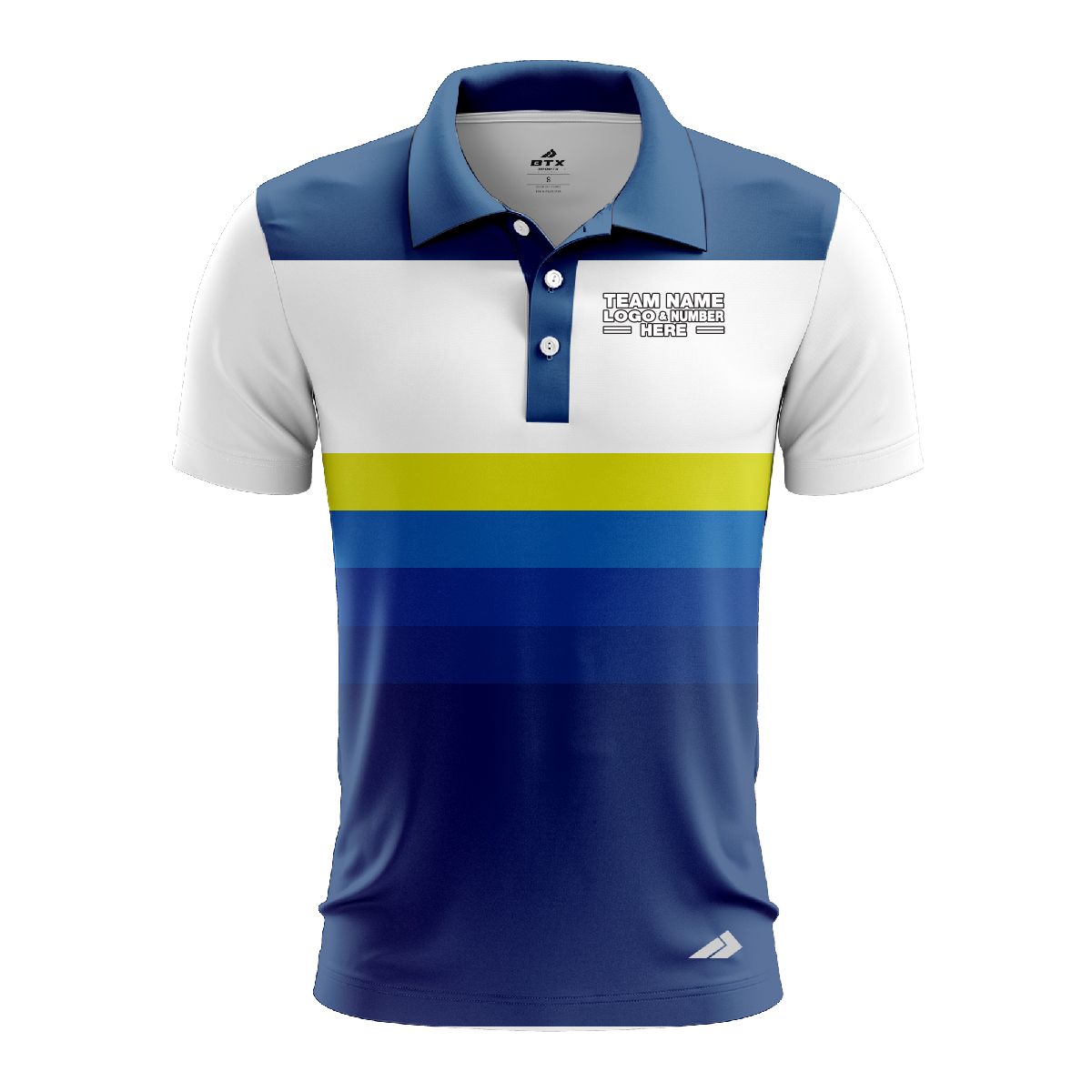 Custom Fully Sublimated Retro Stripe Neon Pattern Blue Performance Polo Shirt 6638