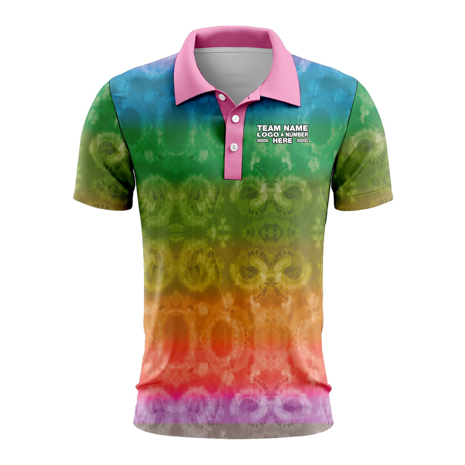 Custom Fully Sublimated Casual Tie Dye Pattern Multicolor Performance Polo Shirt 6743