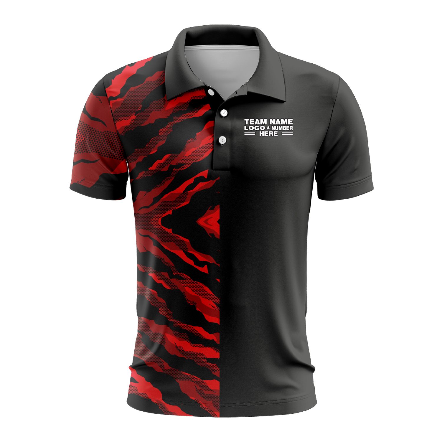 Custom Fully Sublimated Half Tie Dye Pattern Red Performance Polo Shirt 6764