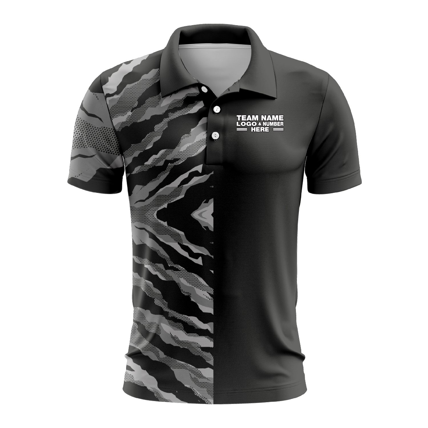 Custom Fully Sublimated Half Tie Dye Pattern Dark Performance Polo Shirt 6771