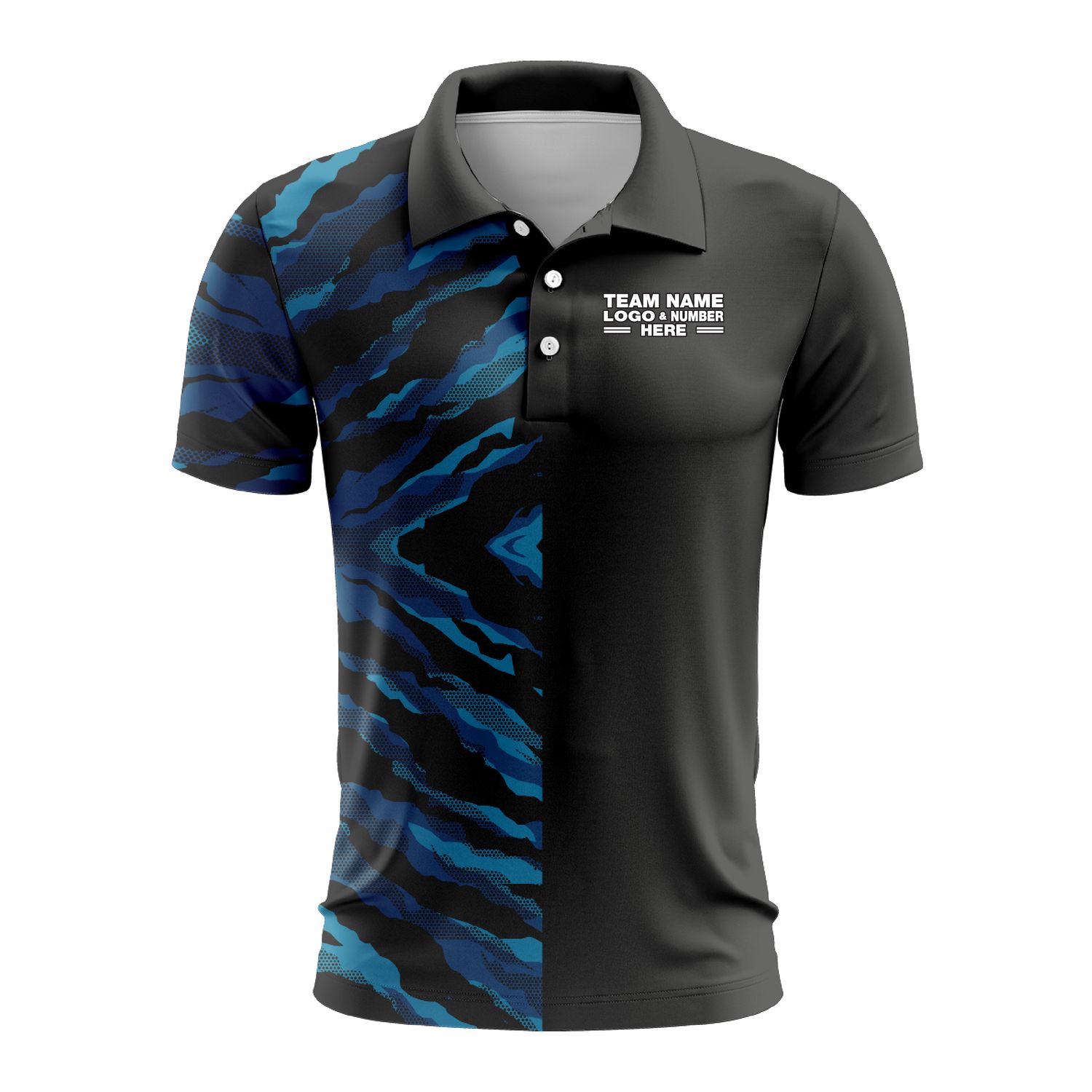 Custom Fully Sublimated Half Tie Dye Pattern Blue Performance Polo Shirt 6778