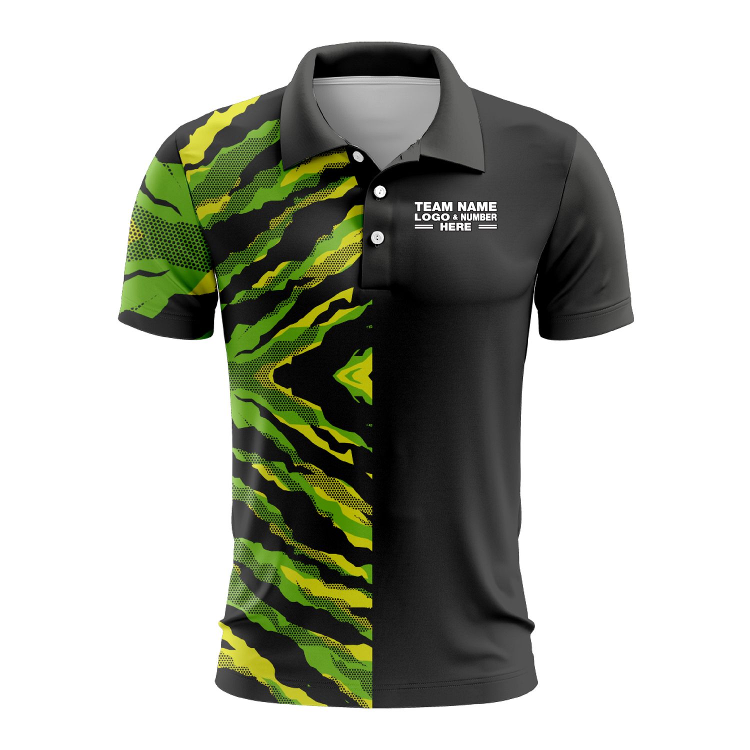 Custom Fully Sublimated Half Tie Dye Pattern Green Performance Polo Shirt 6785
