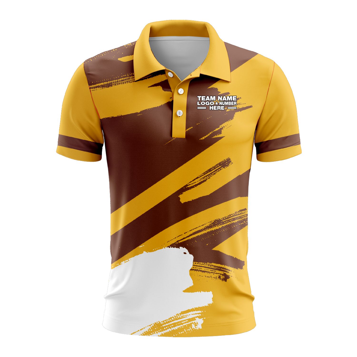 Custom Fully Sublimated Paint Brush Tie Dye Pattern Brown Yellow Performance Polo Shirt 6806