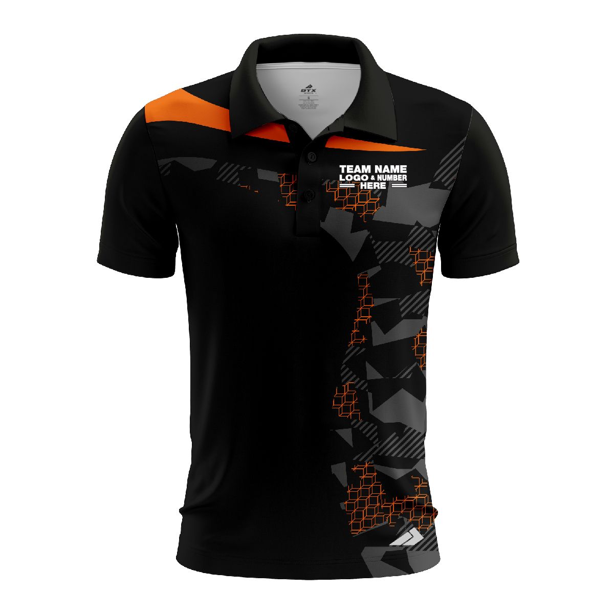 Custom Fully Sublimated Extreme Neon Pattern Orange Performance Polo Shirt 6827