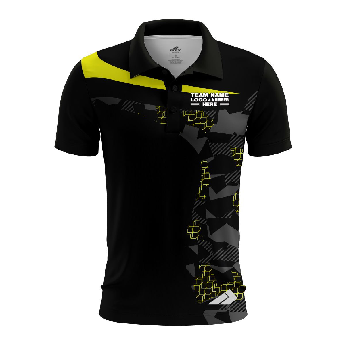 Custom Fully Sublimated Extreme Neon Pattern Yellow Performance Polo Shirt 6834