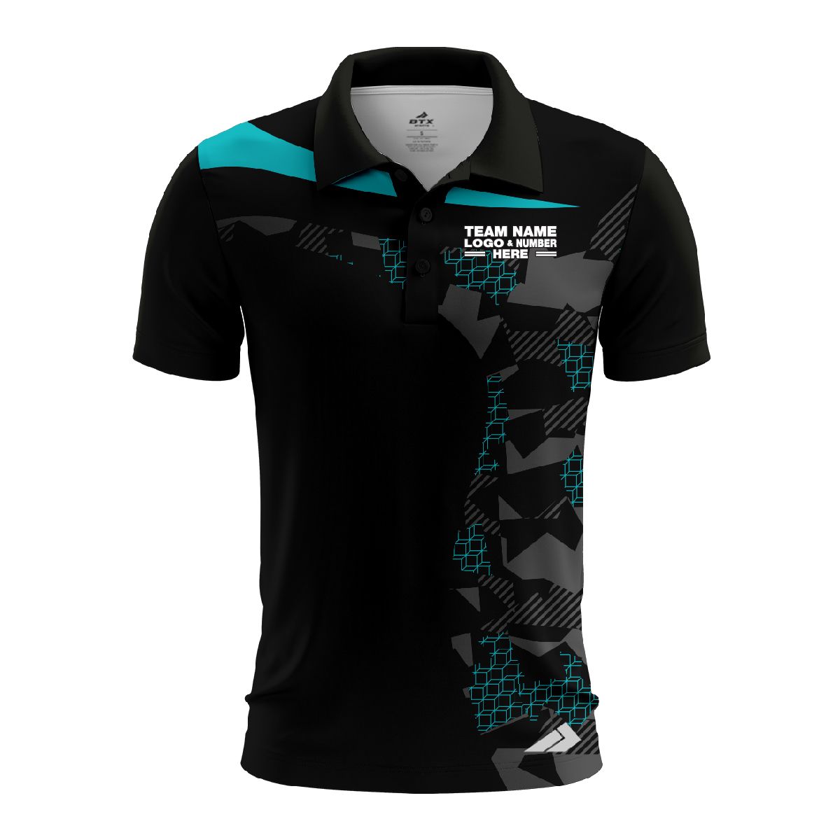 Custom Fully Sublimated Extreme Neon Pattern Teal Performance Polo Shirt 6841