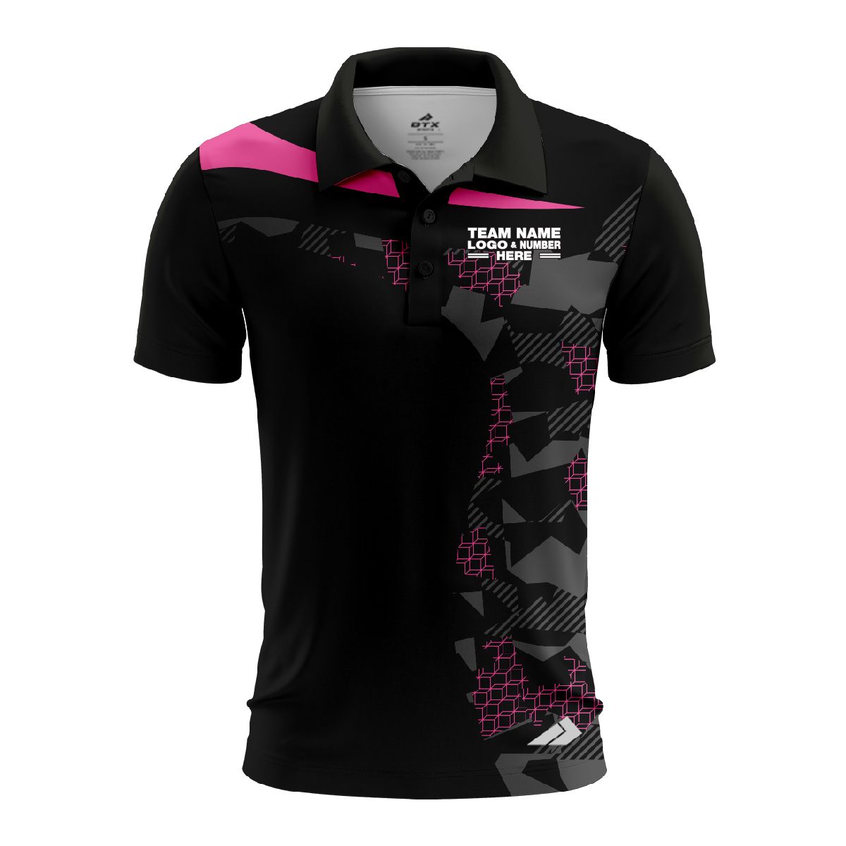 Custom Fully Sublimated Extreme Neon Pattern Pink Performance Polo Shirt 6855