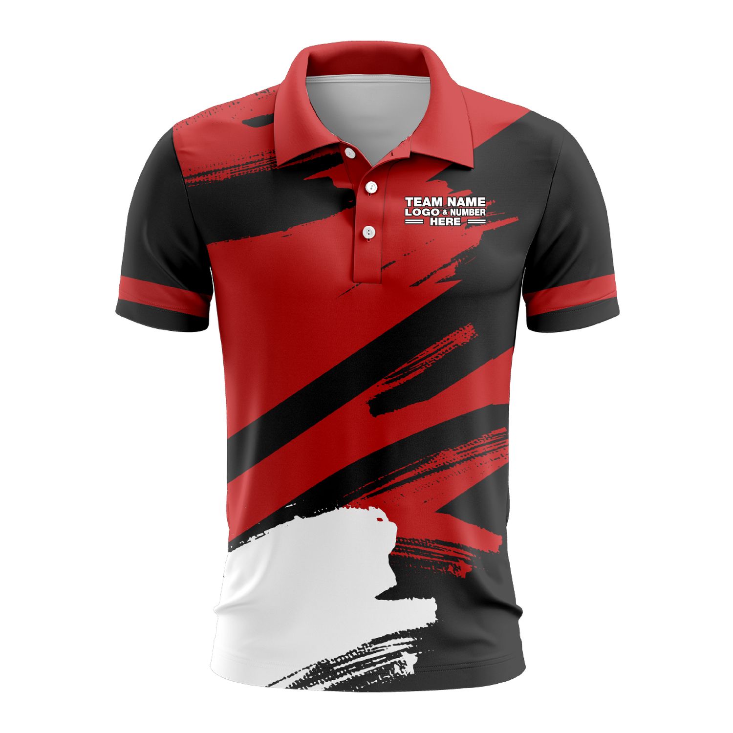 Custom Fully Sublimated Paint Brush Tie Dye Pattern Red Black Performance Polo Shirt 6883