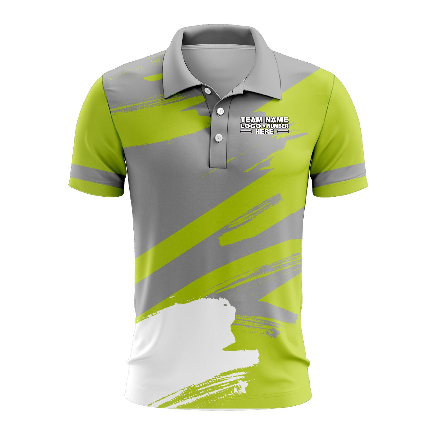 Custom Fully Sublimated Paint Brush Tie Dye Pattern Gray Green Performance Polo Shirt 6876
