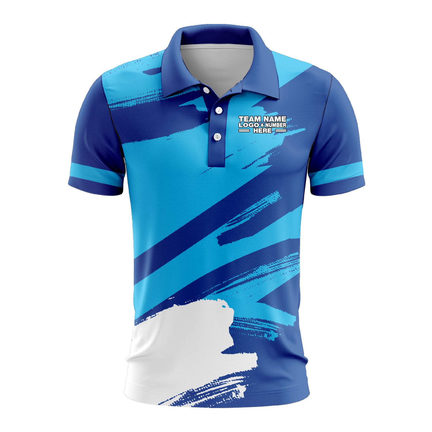 Custom Fully Sublimated Paint Brush Tie Dye Pattern Sky Blue Performance Polo Shirt 6890