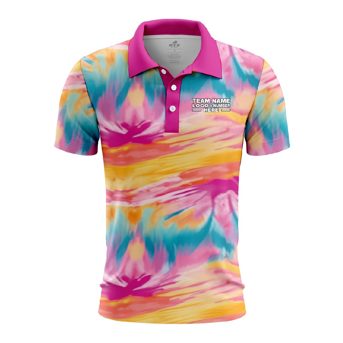 Custom Fully Sublimated Oil Tie Dye Pattern Multicolor Performance Polo Shirt 6939