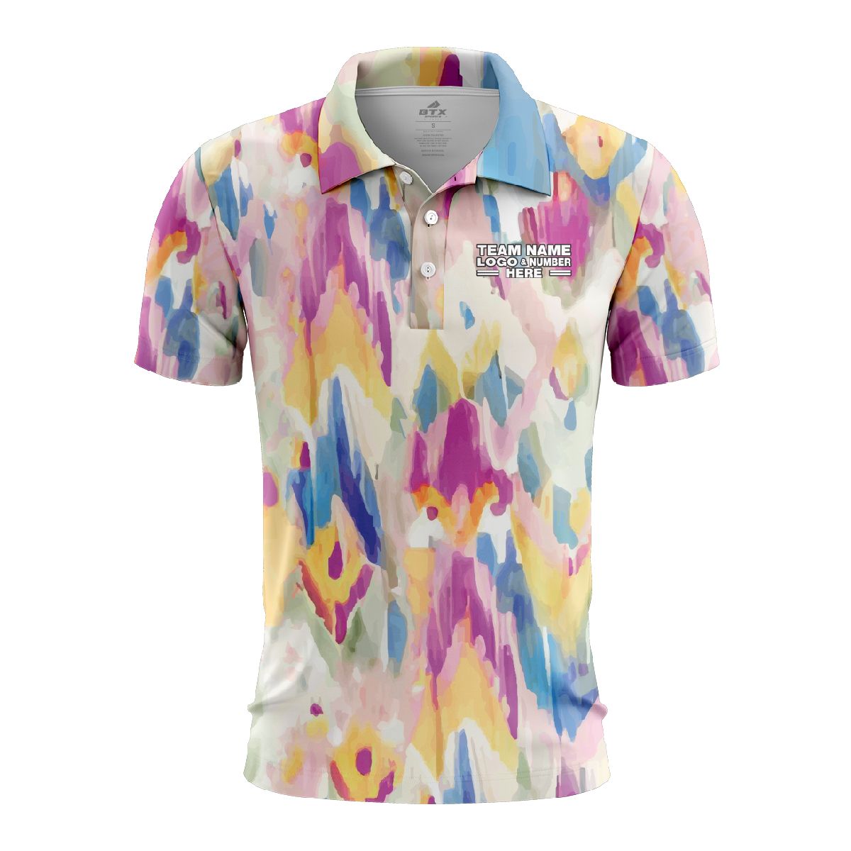 Custom Fully Sublimated Oil Tie Dye Two Pattern Multicolor Performance Polo Shirt 6953