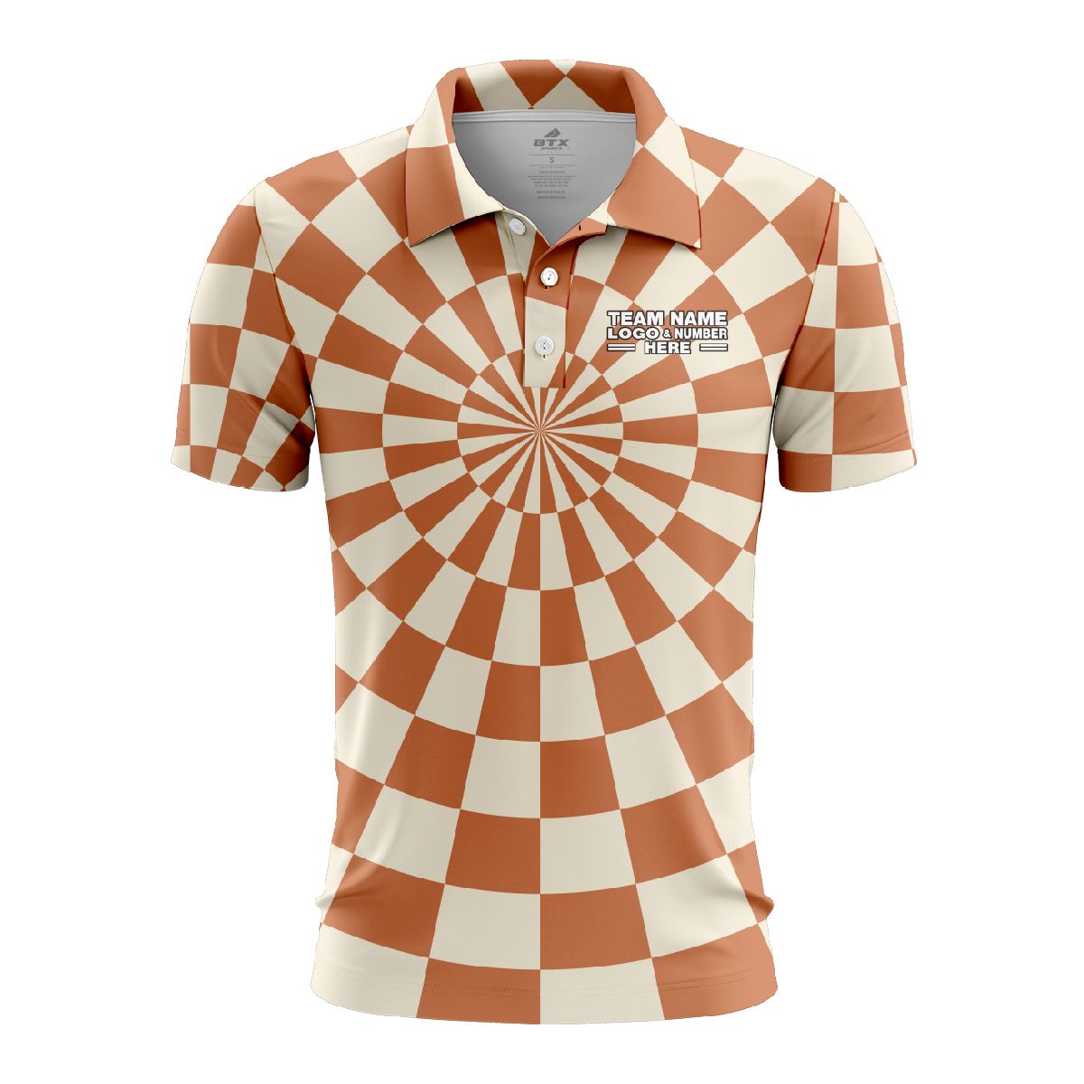 Custom Fully Sublimated Trippy Tie Dye Three Pattern Orange White Performance Polo Shirt 7107