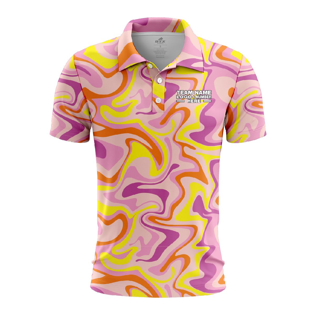 Custom Fully Sublimated Psychedelic Flora Tie Dye Pattern Multicolor Performance Polo Shirt 7156