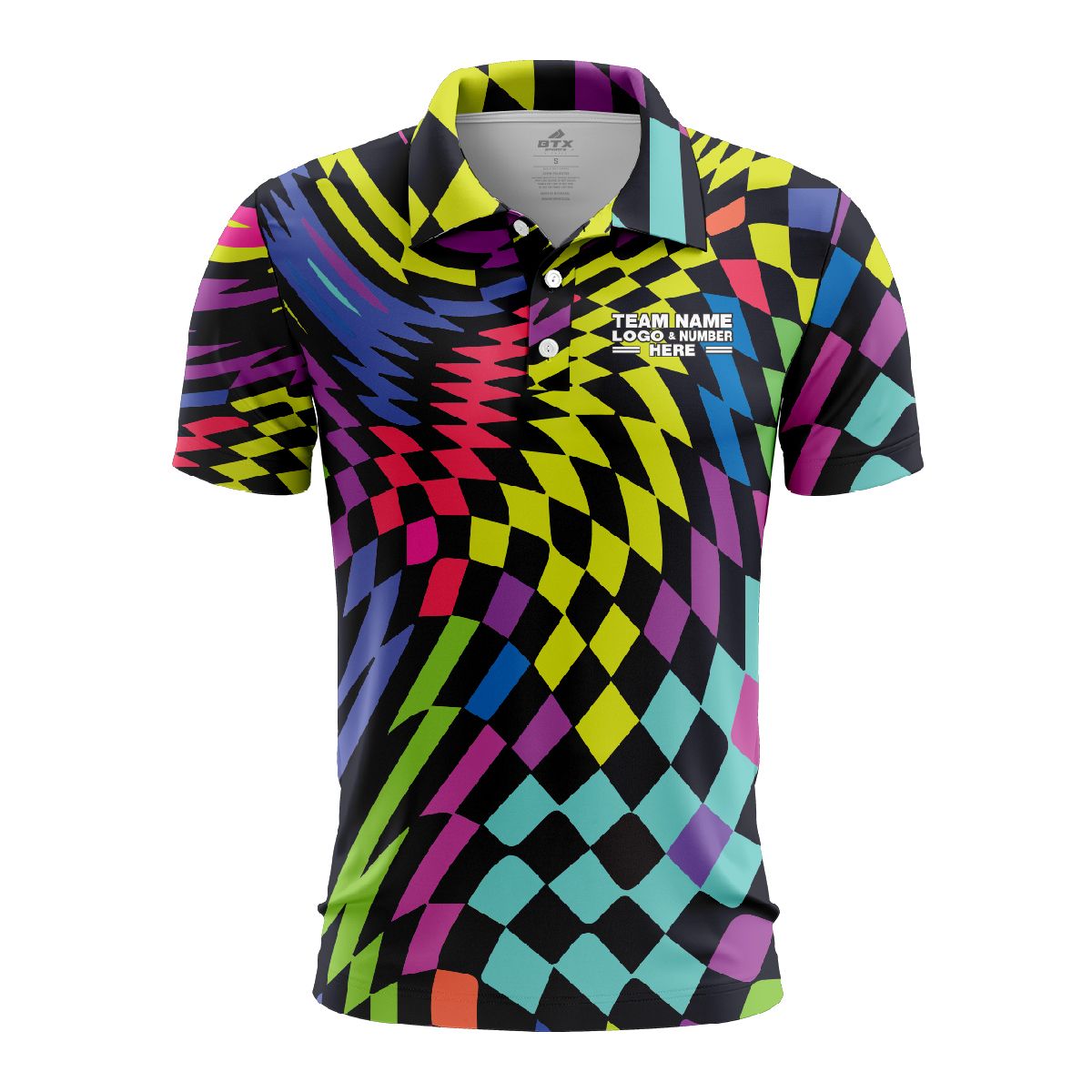 Custom Fully Sublimated Hypnotic Harmony Tie Dye Pattern Multicolor Performance Polo Shirt 7184