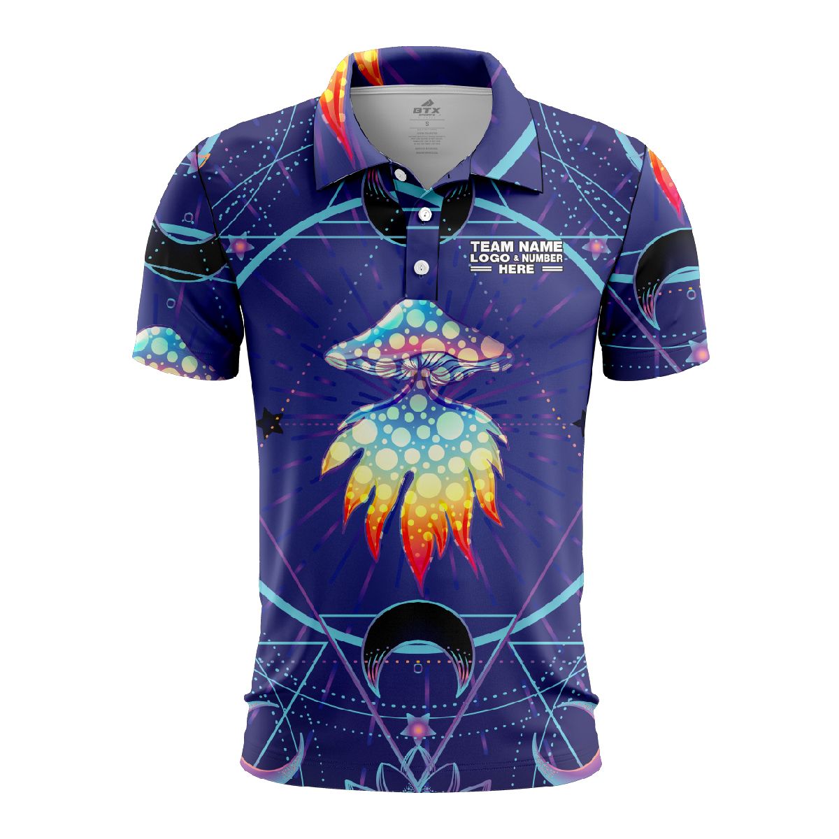 Custom Fully Sublimated Cosmic Vision Tie Dye Multicolor Performance Polo Shirt 7240