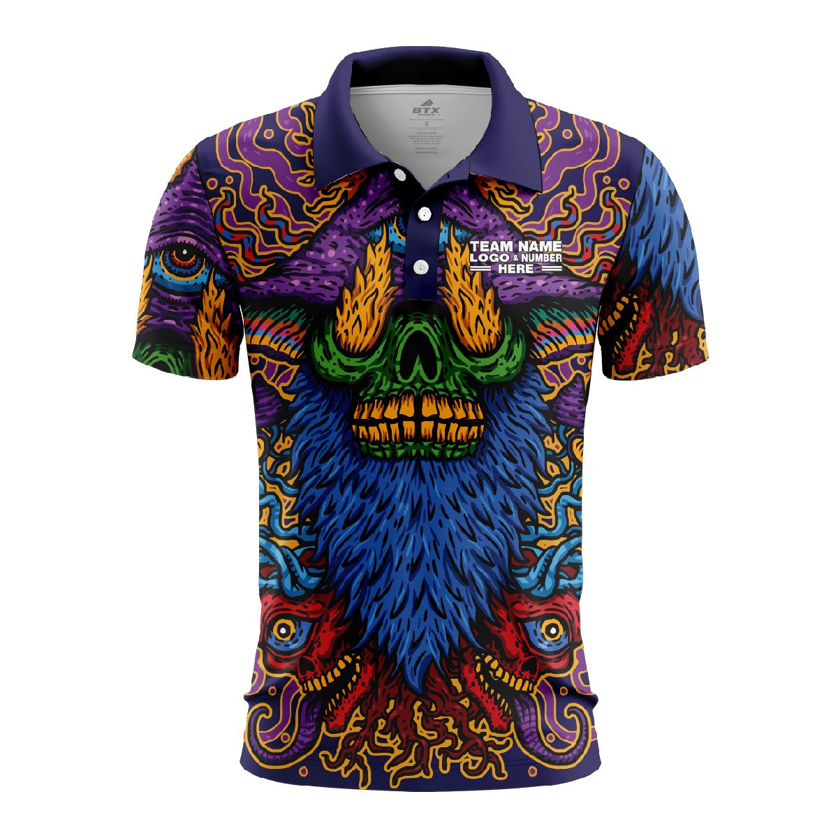 Custom Fully Sublimated Watchful Tie Dye Multicolor Performance Polo Shirt 7247
