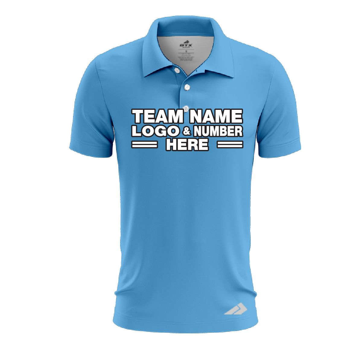 Custom Fully Sublimated Solid I13 Pattern Baby Blue Performance Polo Shirt 7268