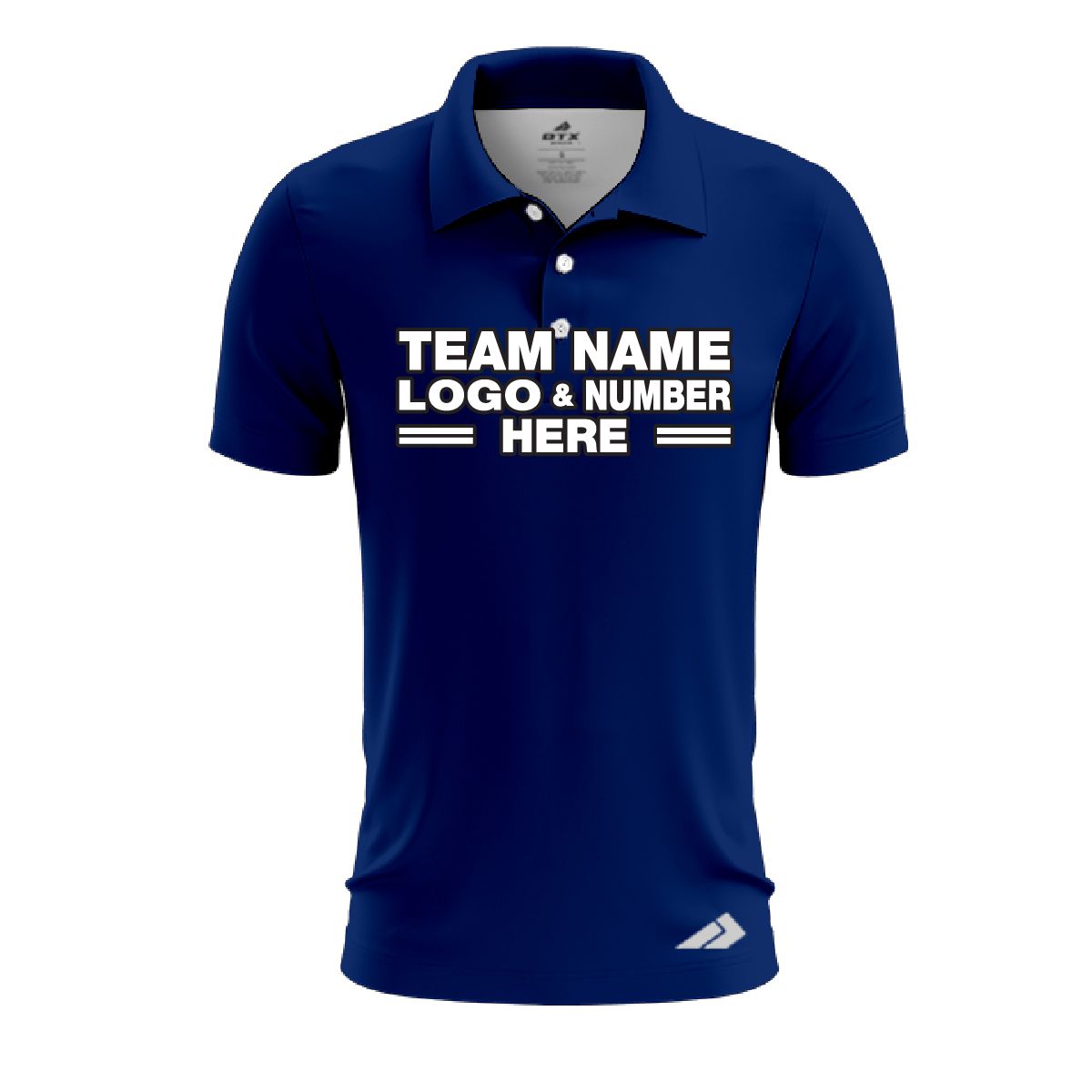 Custom Fully Sublimated Solid QQ Pattern Oxford Blue Performance Polo Shirt 7296
