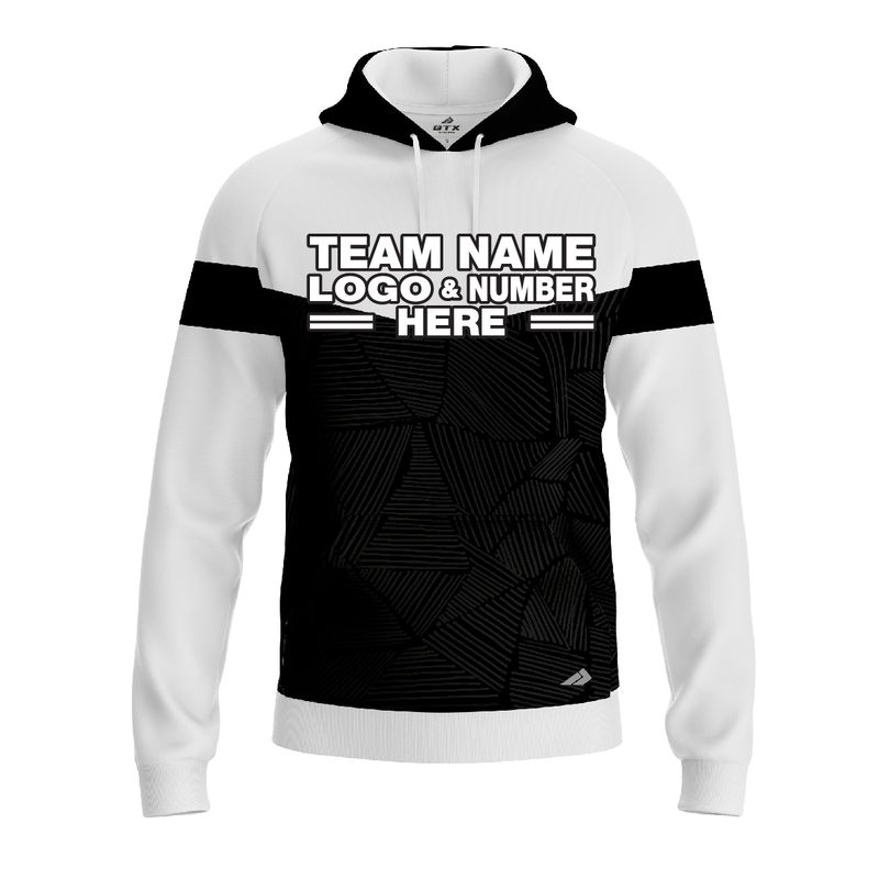 Custom Fully Sublimated Basic Neon Pattern Black White Performance Sports Pullover Hoodie 07344