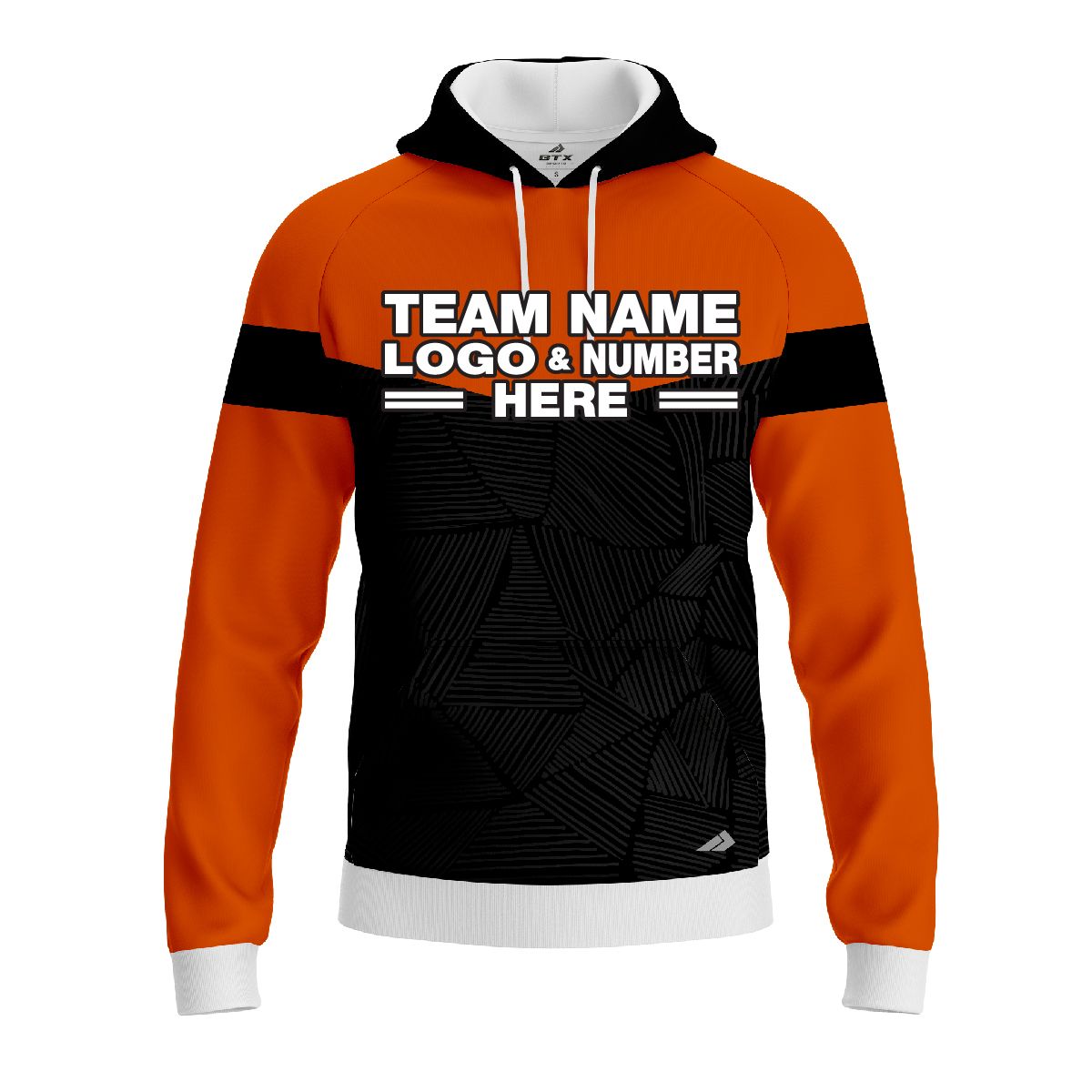 Custom Fully Sublimated Basic Neon Pattern Black Orange Performance Sports Pullover Hoodie 07346