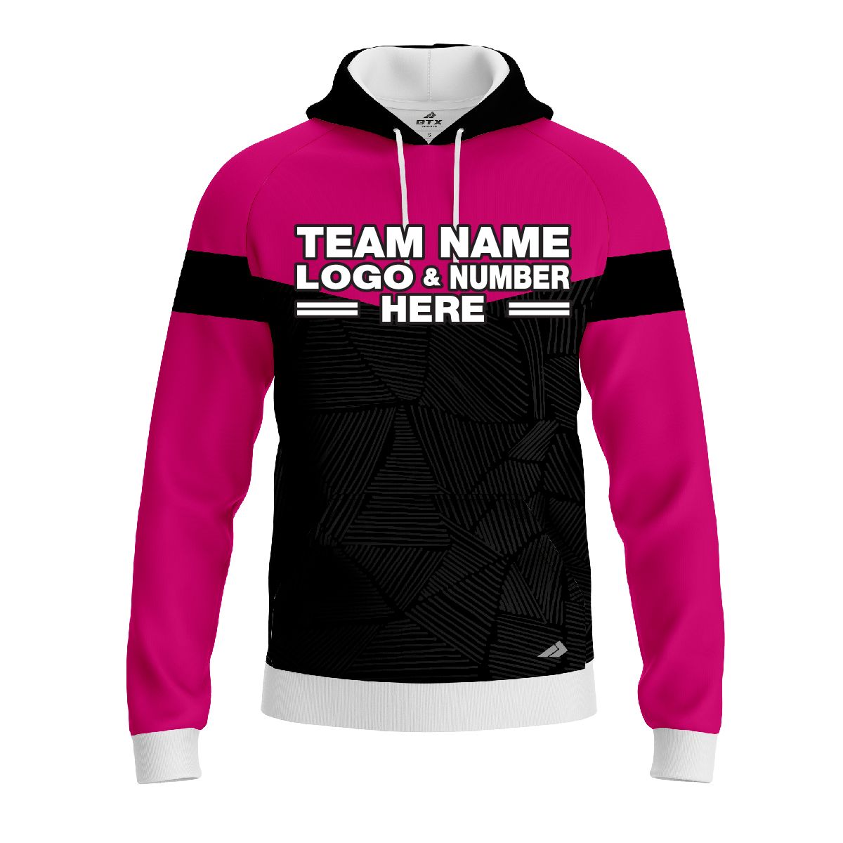 Custom Fully Sublimated Basic Neon Pattern Black Pink Performance Sports Pullover Hoodie 07355