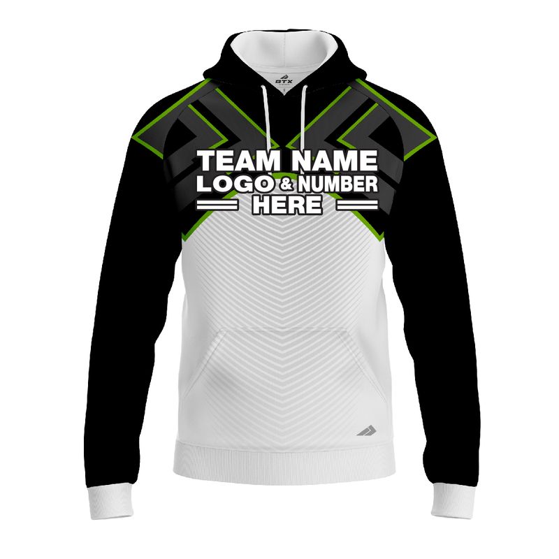Custom Fully Sublimated Adventure BMX Neon Pattern Black Gray Yellow Performance Sports Pullover Hoodie 07450