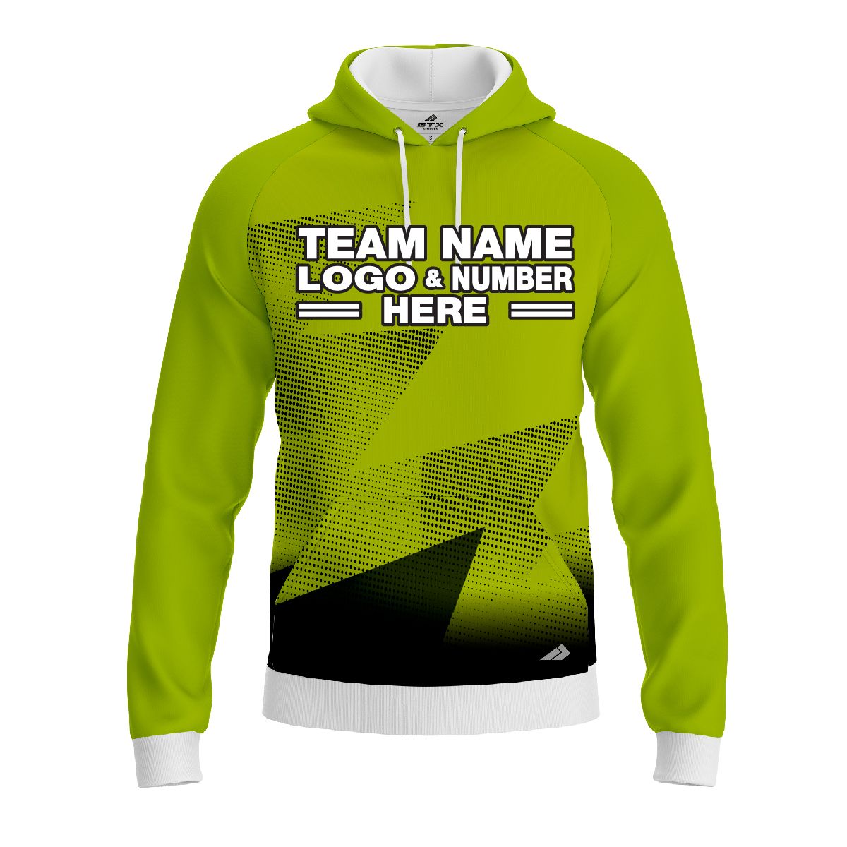 Custom Fully Sublimated Gradient Neon Pattern Green Performance Sports Pullover Hoodie 07478