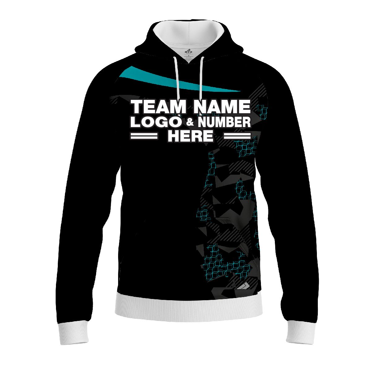 Custom Fully Sublimated Extreme Neon Pattern Teal Performance Sports Pullover Hoodie 07517