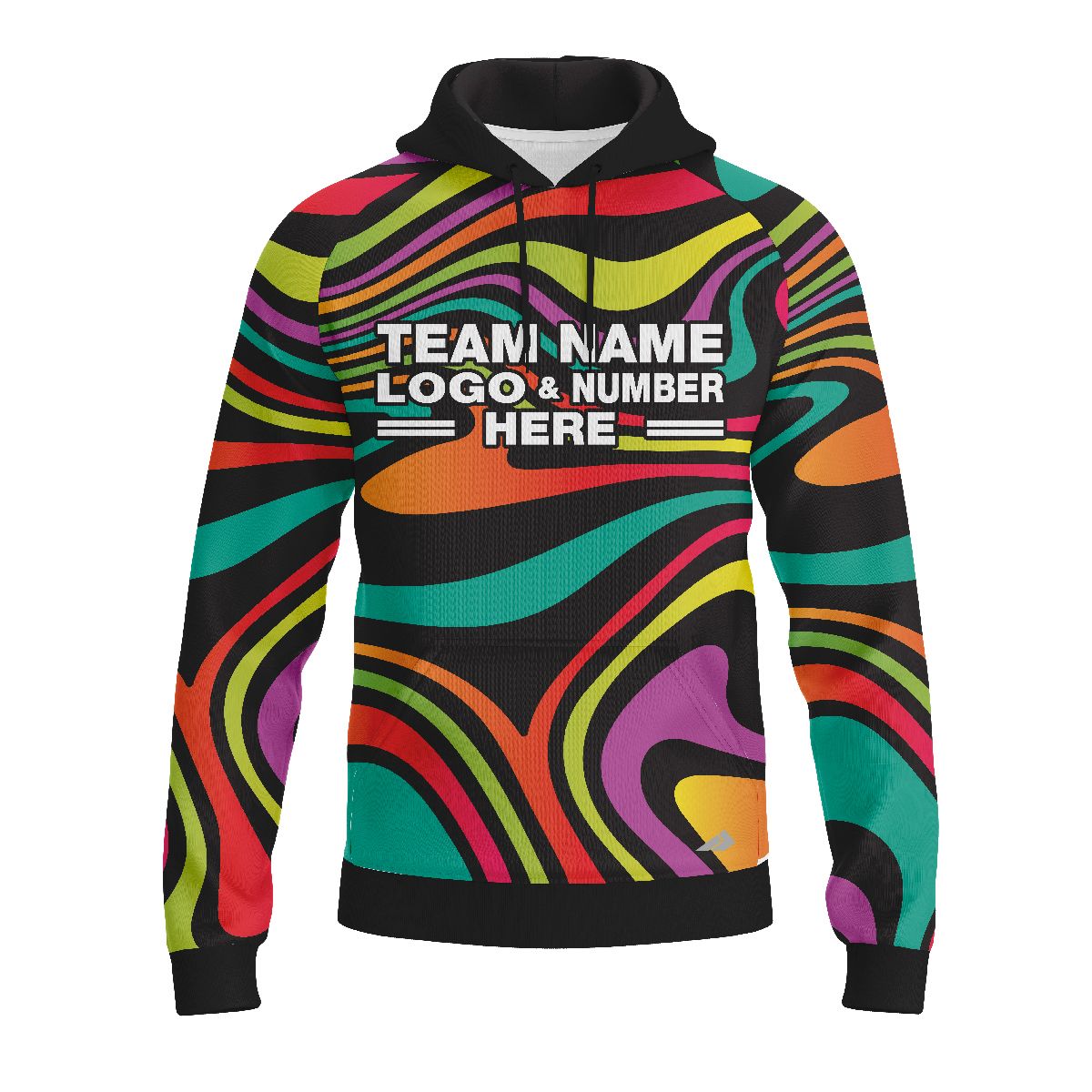Custom Fully Sublimated Psychedelic Neon Pattern Multicolor Performance Sports Pullover Hoodie 07531