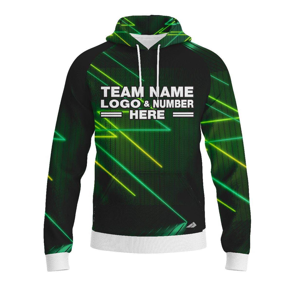 Custom Fully Sublimated Pop-Art Neon Pattern Green Black Performance Sports Pullover Hoodie 07539