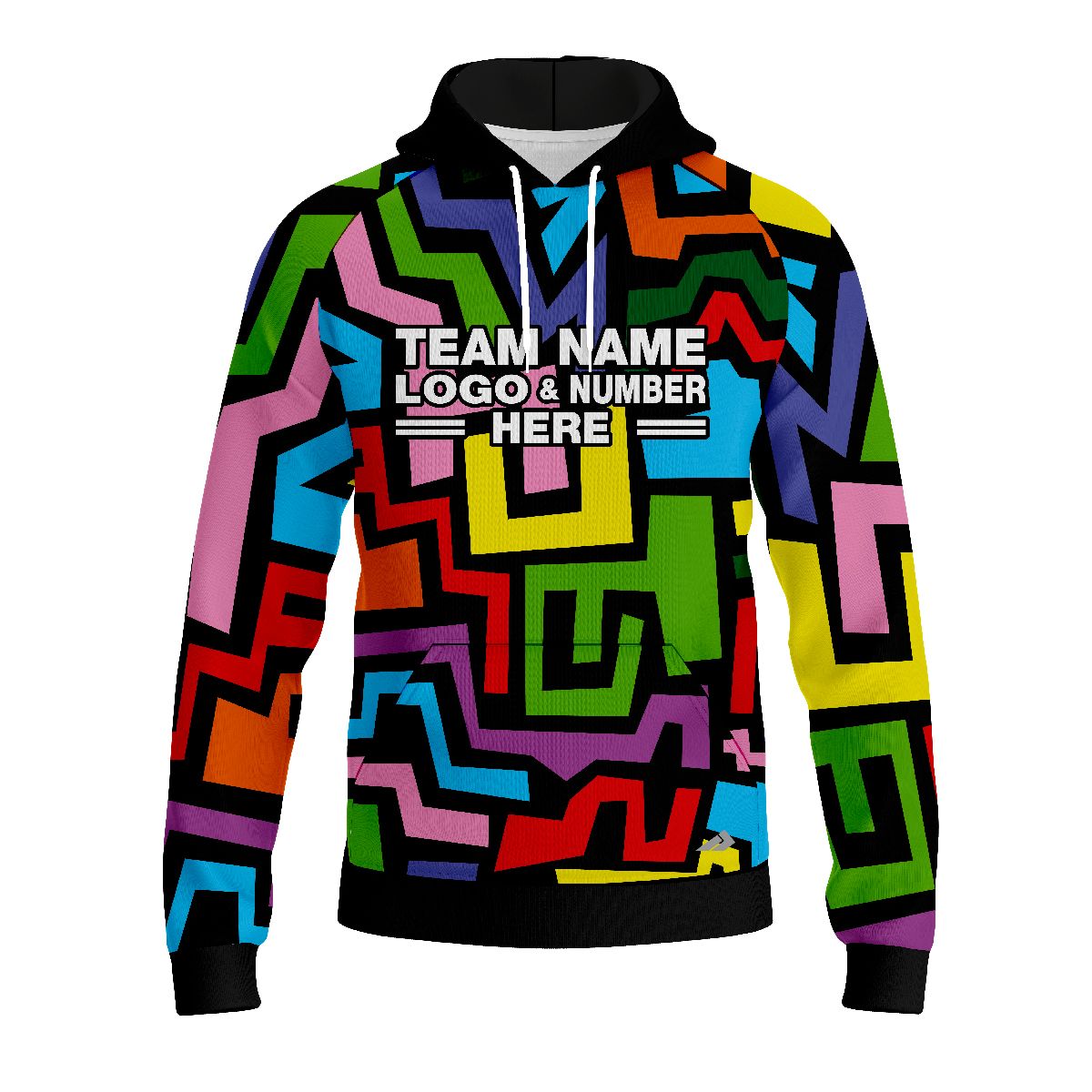 Custom Fully Sublimated Abstract Fashion Neon Pattern Multicolor Performance Sports Pullover Hoodie 07543
