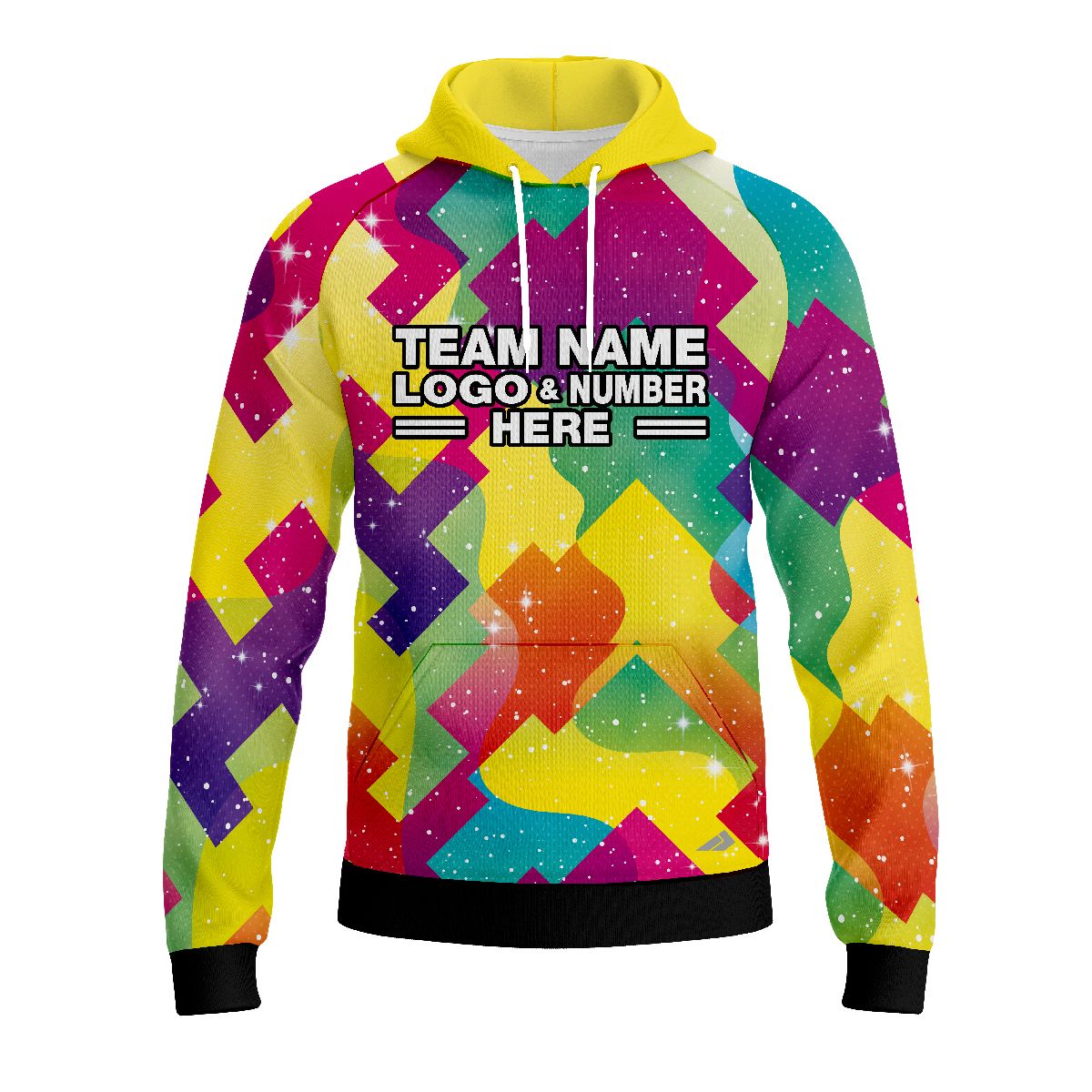 Custom Fully Sublimated Colorful Two Neon Pattern Multicolor Performance Sports Pullover Hoodie 07549