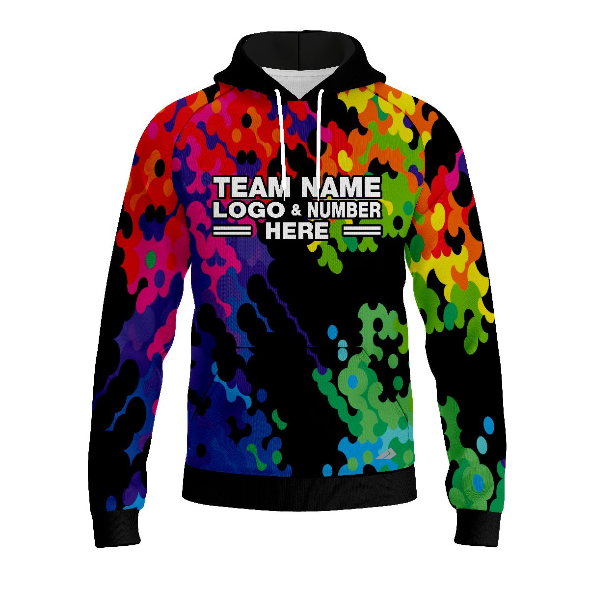 Custom Fully Sublimated Vivid Chaos Neon Pattern Multicolor Performance Sports Pullover Hoodie 07551