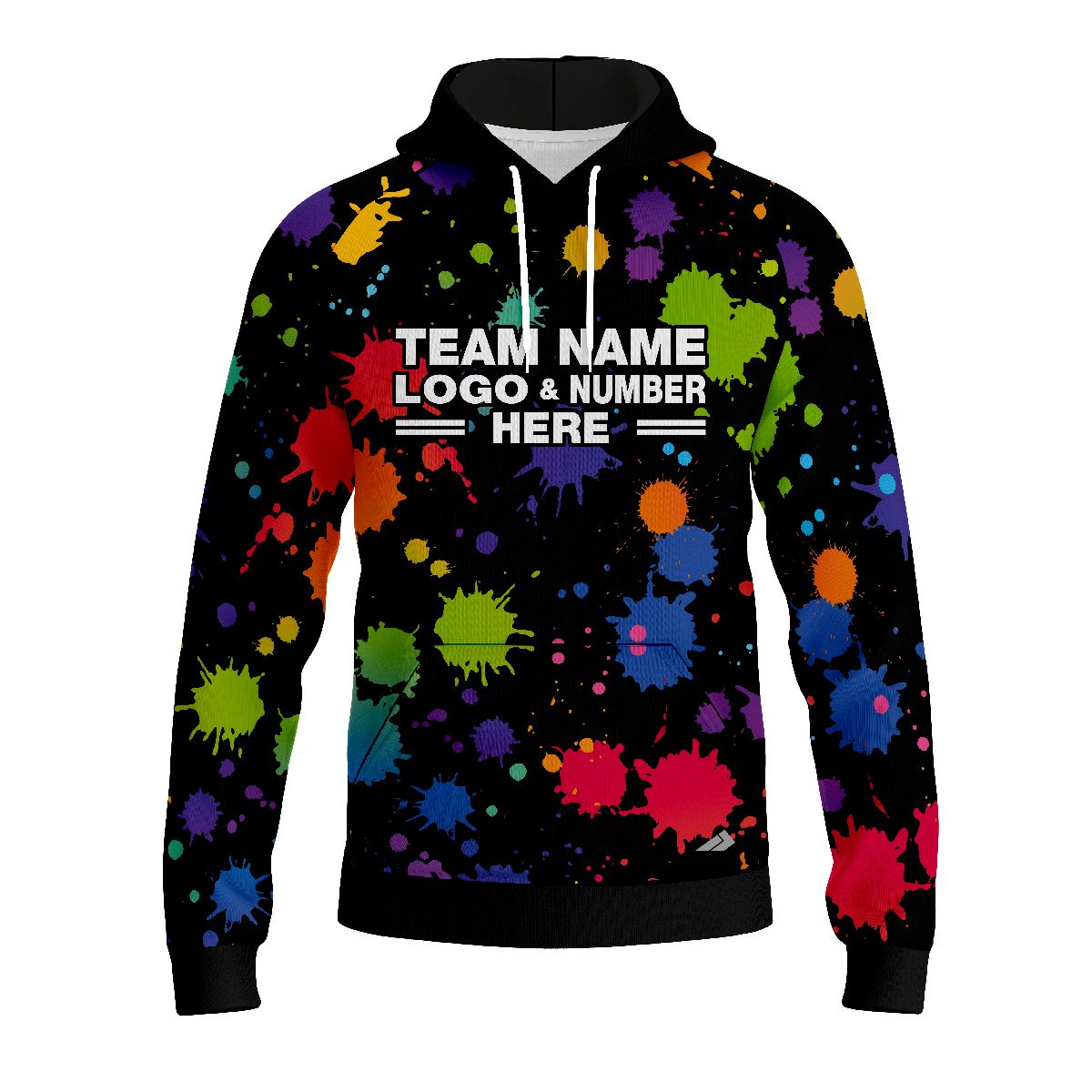 Custom Fully Sublimated Paint Splash Neon Pattern Multicolor Performance Sports Pullover Hoodie 07553