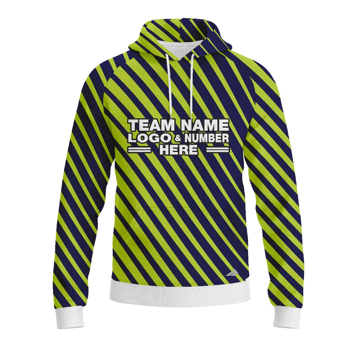 Custom Fully Sublimated Bold Lines Neon Pattern Green Navy Blue Performance Sports Pullover Hoodie 07561