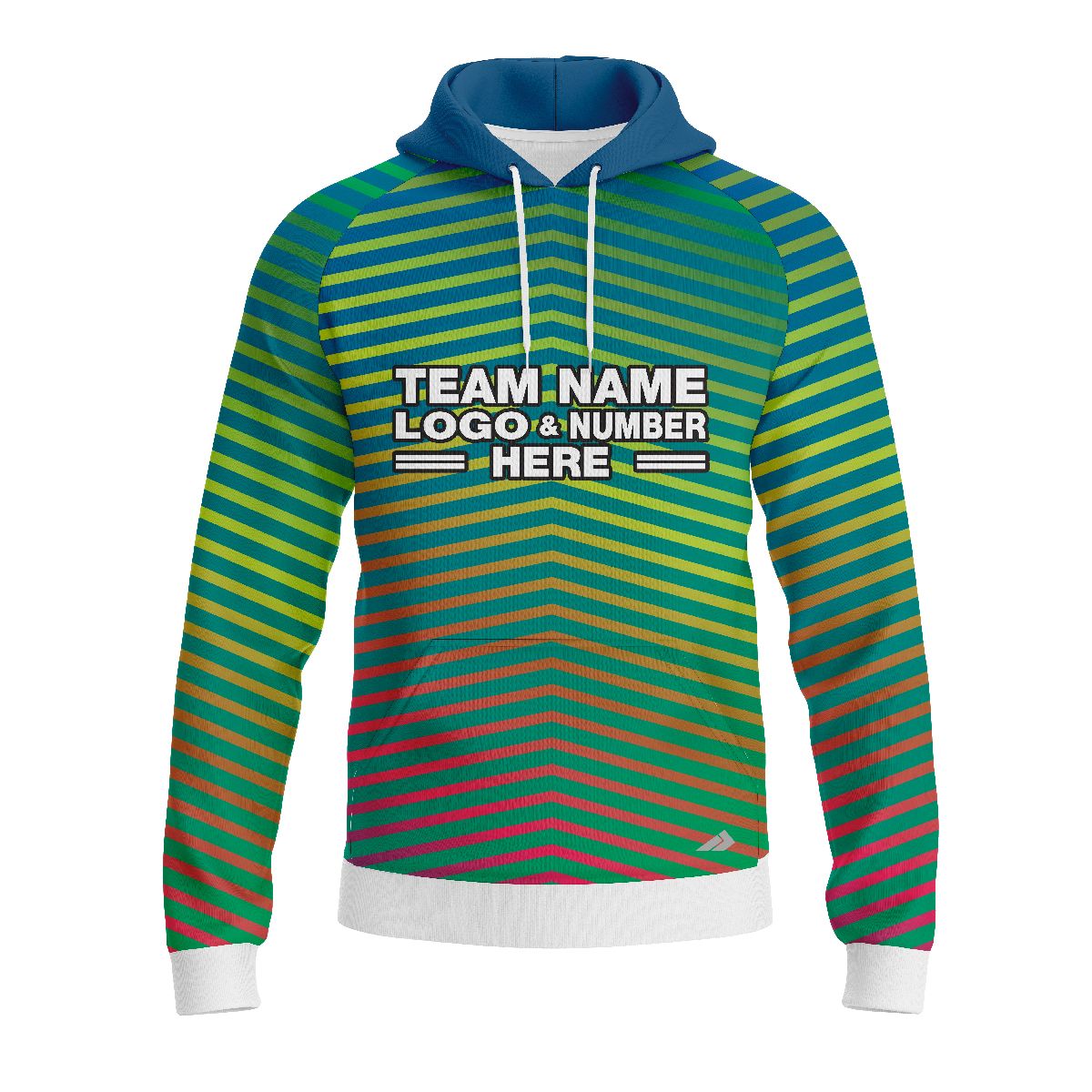 Custom Fully Sublimated Energetic Streaks Neon Pattern Multicolor Performance Sports Pullover Hoodie 07563