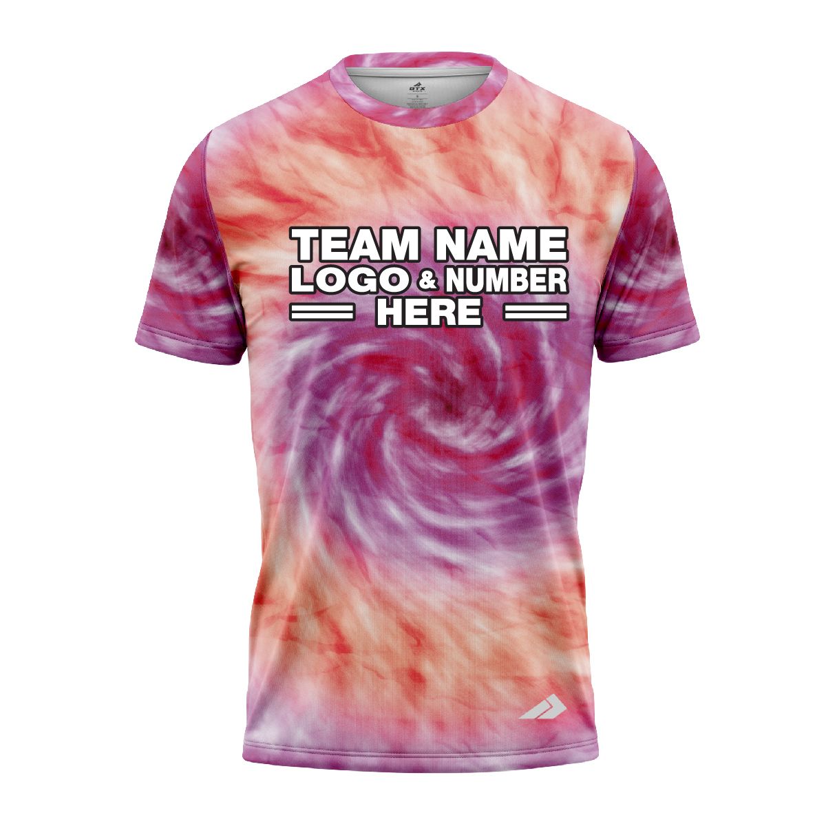 Custom Fully Sublimated Spiral Tie Dye Pattern Pink Orange Performance Jersey 7572