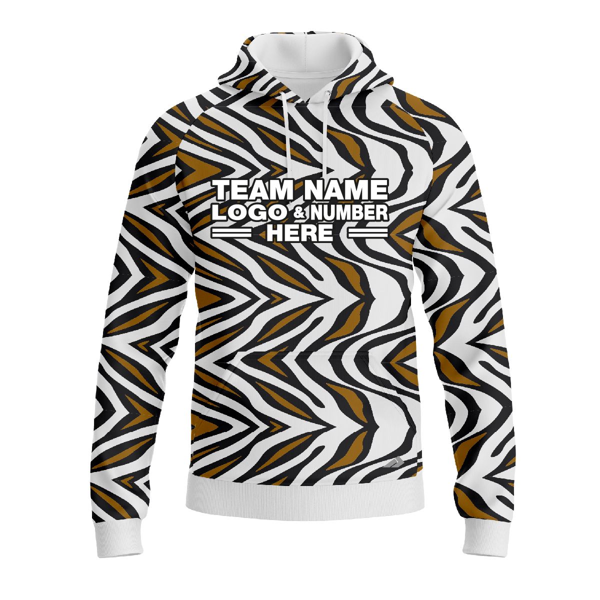 Custom Fully Sublimated Zebra Waves Animal Print Performance Sports Pullover Hoodie 07594