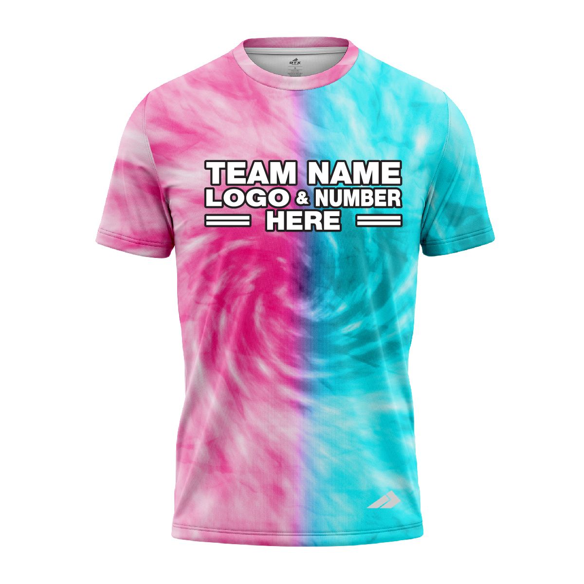 Custom Fully Sublimated Spiral Tie Dye Pattern Pink SkyBlue Performance Jersey 7581