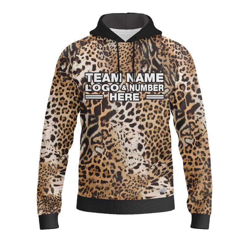 Custom Fully Sublimated Abstract Cheetah Animal Print Performance Sports Pullover Hoodie 07633