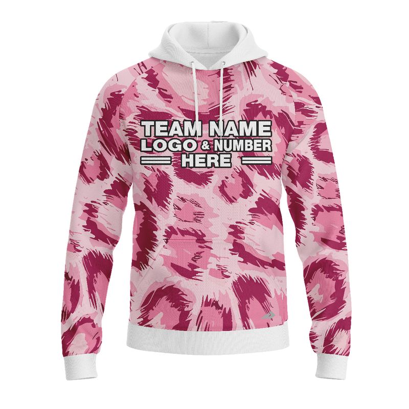 Custom Fully Sublimated Abstract Wild Pink Cheetah Print Performance Sports Pullover Hoodie 07635